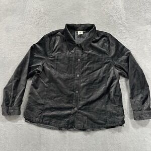 Cabi Snap Button Shirt Long Sleeve Women XL Gray Baggy Velvet